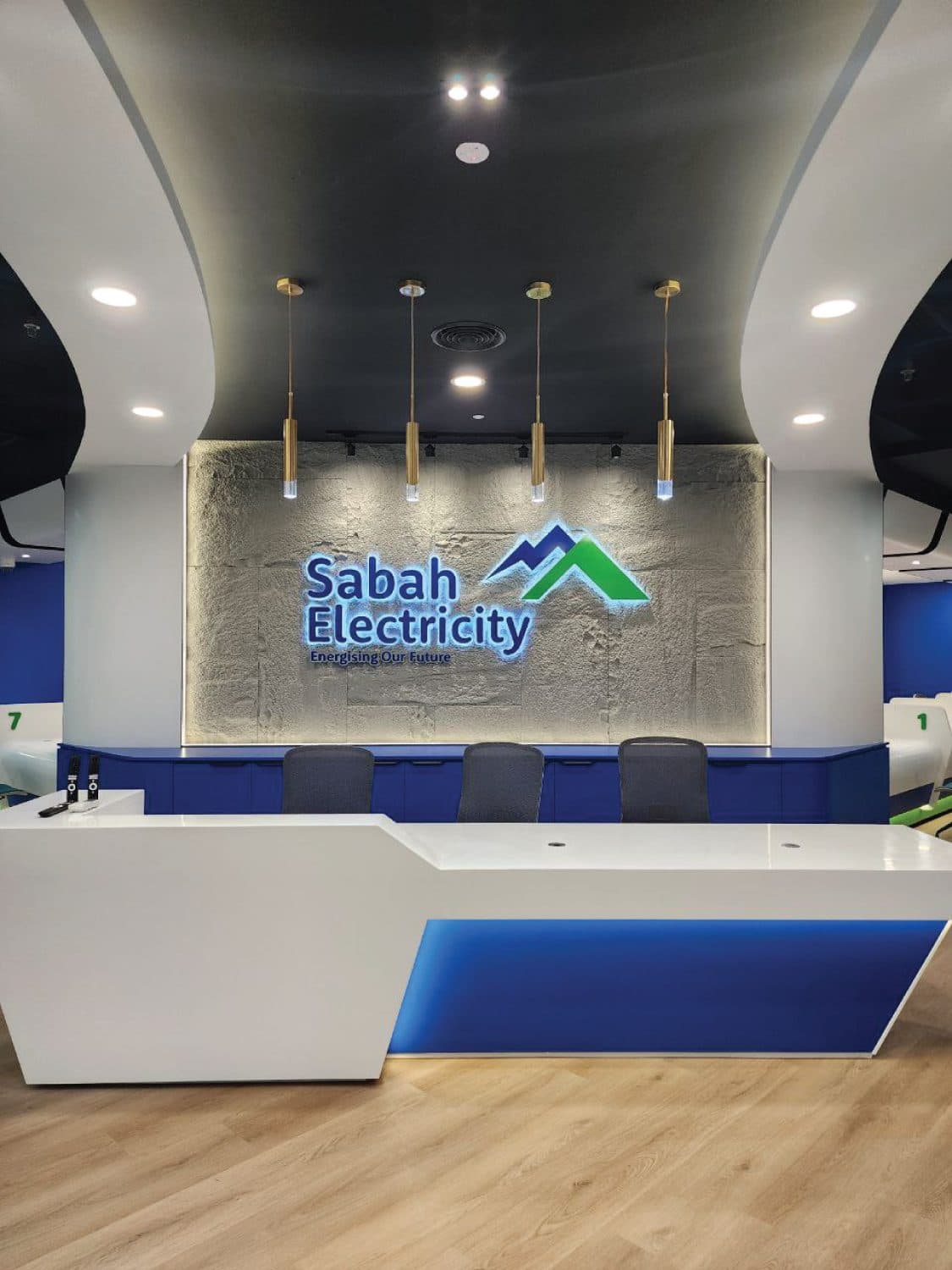 Sabah Electricity (SESB) — reception counter and feature ceiling