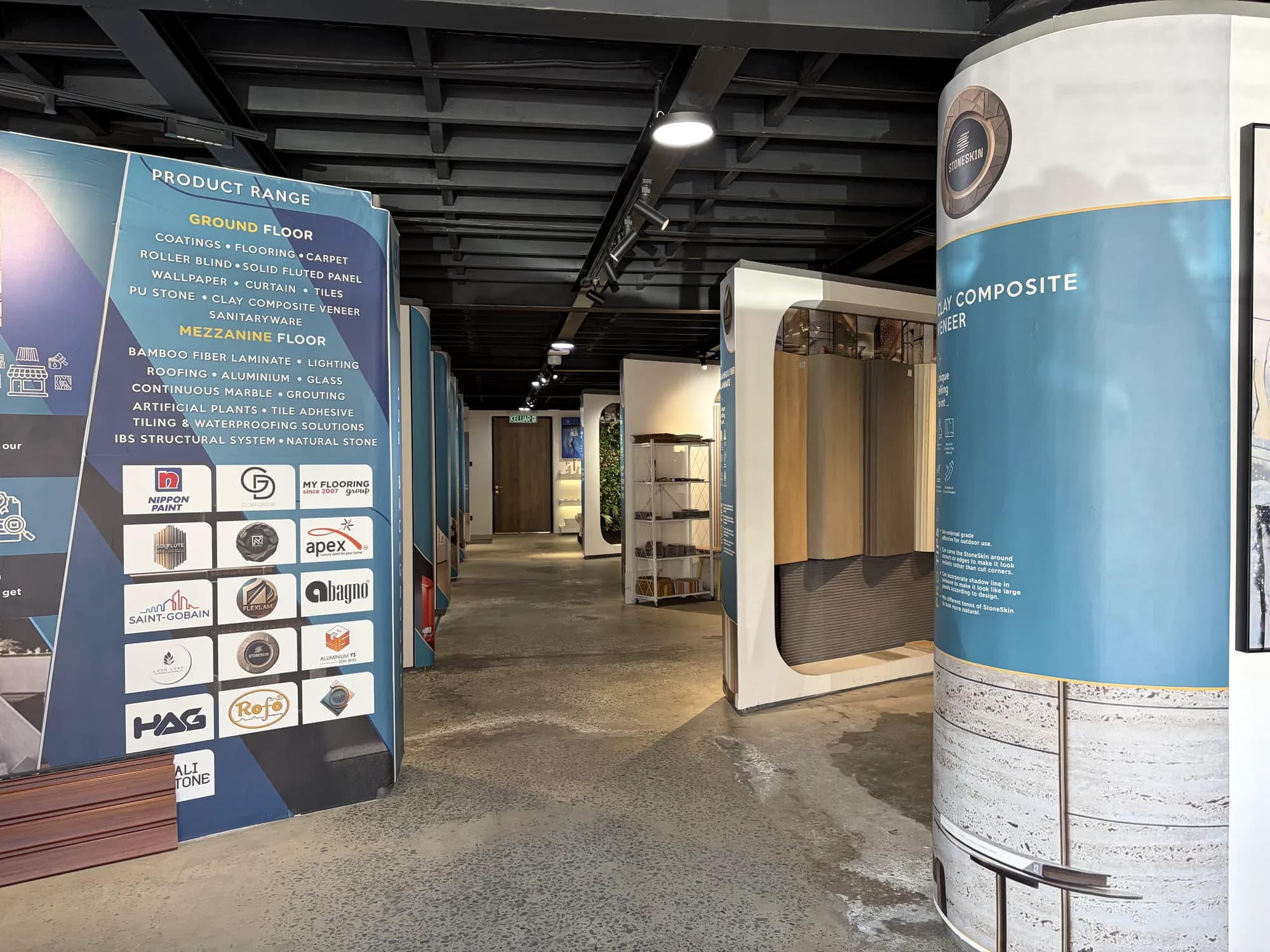 Wall panel and marble sheet displays at the MissReno showroom, Kota Kinabalu (2)